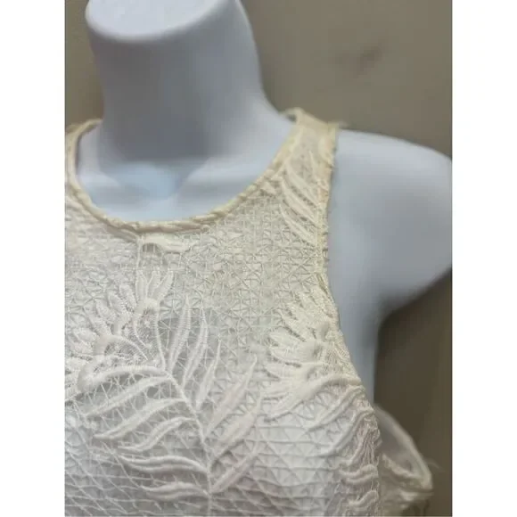 Lovers & Friends S NWT white caspian lace dress w-scallop hem - Picture 3 of 7